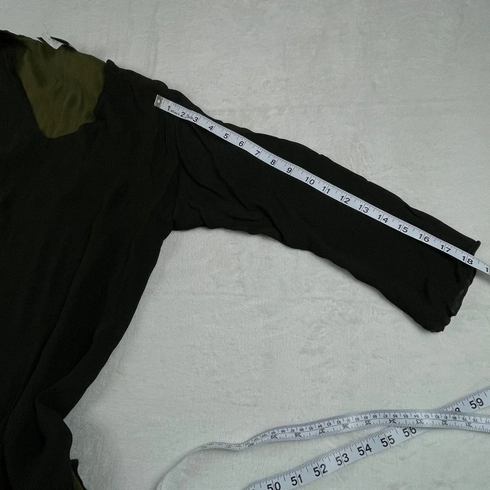 Dinah Lee Womens 1X Rayon Georgette 2 Piece Pant Set Olive Green Black Lagenlook